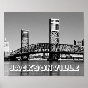 Affiche Jacksonville Florida Bridge Photo noir et blanc