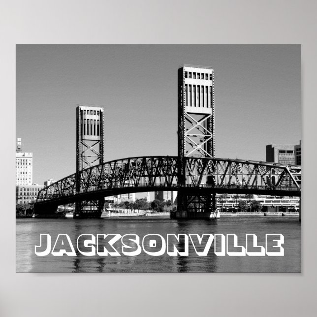 Affiche Jacksonville Florida Bridge Photo noir et blanc (Devant)