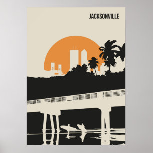 Affiche Jacksonville Florida Retro Minimal Book Cover