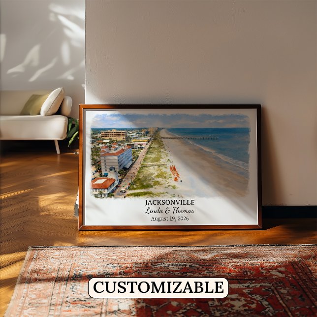 Affiche Jacksonville Floride, Aquarelle, Sur mesur (Créateur téléchargé)