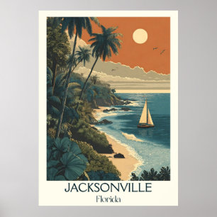 Affiche Jacksonville Floride Vintage Beach Art Ocean Art
