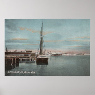 Affiche Jacksonville, Floride - Vue du port avec