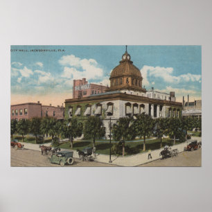 Affiche Jacksonville, la Floride - vue extérieure de vill