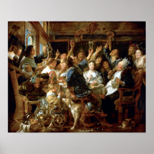 Affiche Jacob Jordaens La fête du roi haricot