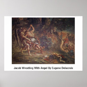 Affiche Jacob luttant avec l'ange par Eugene Delacroix