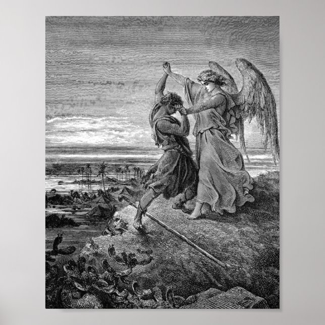 Affiche Jacob Lutte Avec L'Ange Gustave Dore 1855 (Devant)