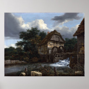 Affiche Jacob van Ruisdael Deux moulins