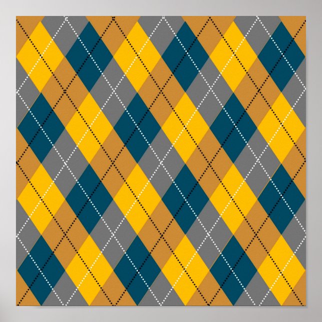 Affiche Jacquard de couleurs d'automne Motif géométrique (Devant)