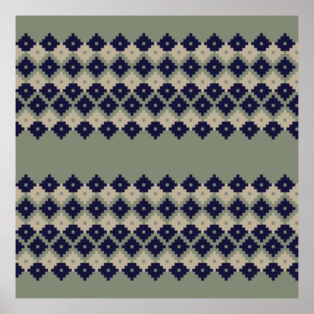 Affiche Jacquard fair isle continu motif design abstrait, (Devant)