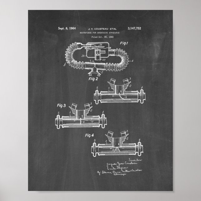 Affiche Jacques Cousteau Mouthpiece Pour Respirer Apparatu (Devant)