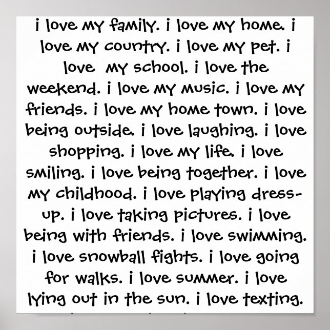 Affiche j'adore... (Devant)