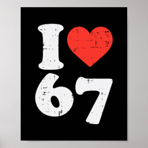 Affiche J'adore 67 Drôle Déguisement Blague Six Sept Enfan
