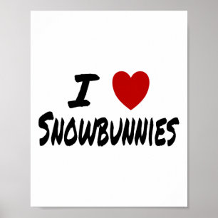 Affiche J'adore (aime) les Snowbunnies Skiant Snowboard At