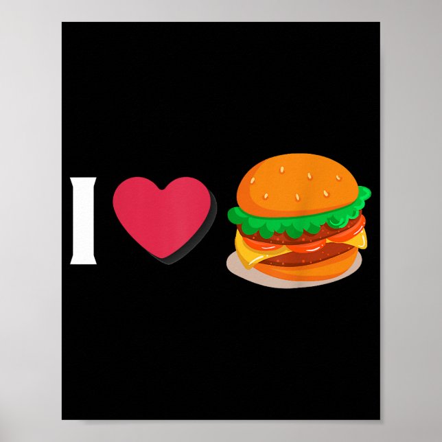 Affiche J'adore Burger Cheeseburger Manger Malsain  (Devant)
