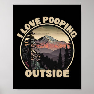 Affiche J'adore chier dehors drôle camping randonnée natur