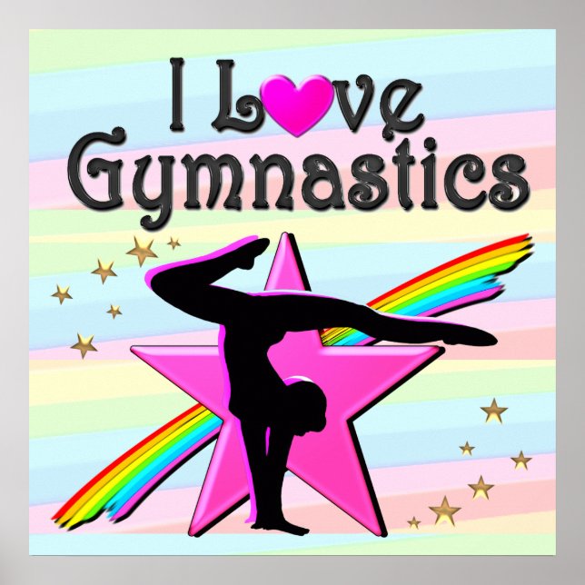 AFFICHE J'ADORE GYMNASTICS TUMBLING QUEEN DESIGN (Devant)