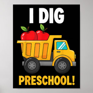 Affiche J'adore la maternelle drôle de camion à benne reto