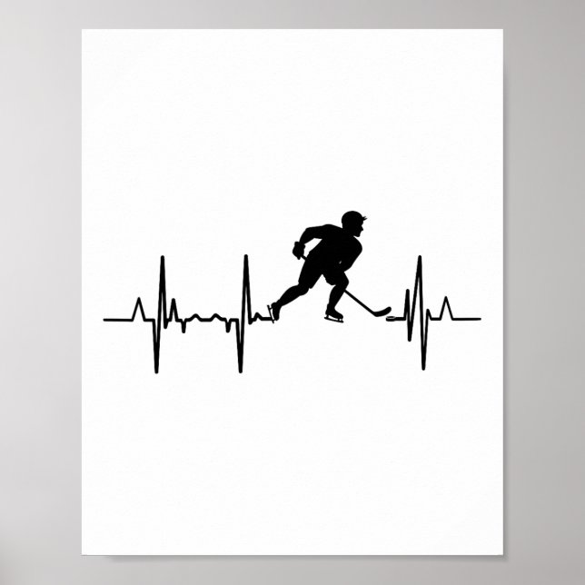 Affiche J'adore le cardiogramme de hockey en ligne  (Devant)