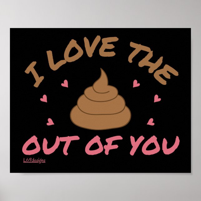 Affiche J'ADORE LE POOP DE VOUS valentines jour (Devant)