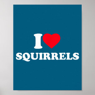 Affiche J'adore les écureuils amoureux des animaux coeur