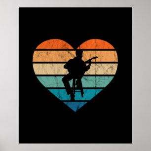 Affiche J'adore les guitaristes avec une guitare acoustiqu