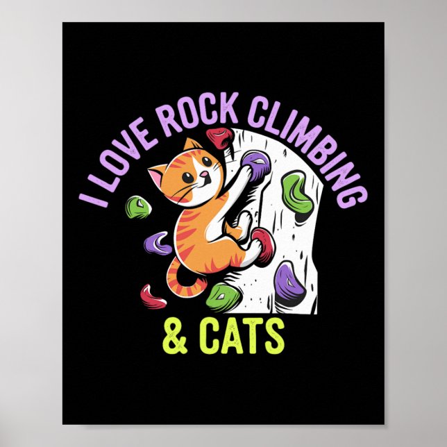 Affiche J'adore l'escalade de rochers et les chats aiment  (Devant)