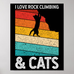 Affiche J'adore l'escalade et les chats Mignon chaton amat