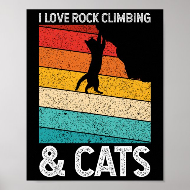 Affiche J'adore l'escalade et les chats Mignon chaton amat (Devant)