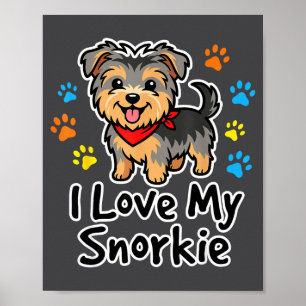 Affiche J'adore mon chien mélange de Schnauzer mignon et d