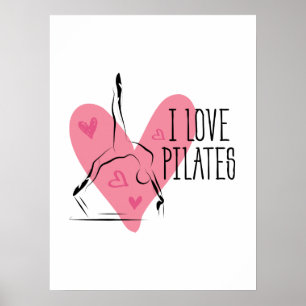 Affiche J'ADORE PILATES PILATES Pilates Pose sur le réform