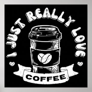 Affiche J'adore vraiment le café