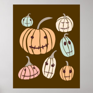 Affiche Jagged Little Jack-O-Lanterns Pastel Citrouilles