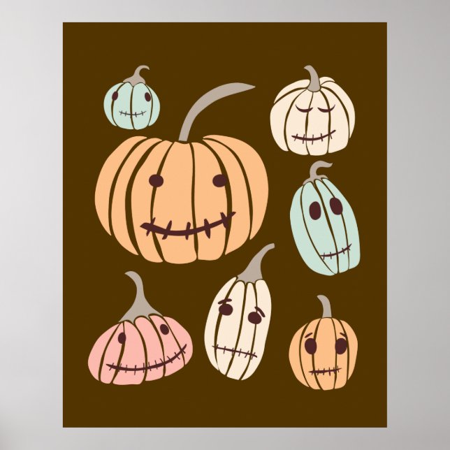 Affiche Jagged Little Jack-O-Lanterns Pastel Citrouilles (Devant)