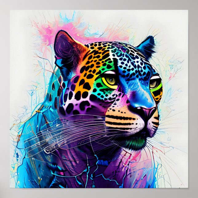 Affiche jaguar coloré (Devant)