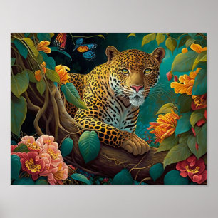 Affiche Jaguar dans la forêt tropicale