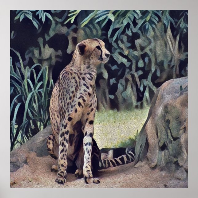 Affiche Jaguar Dans La Peinture À L'Huile Forestière, Post (Devant)