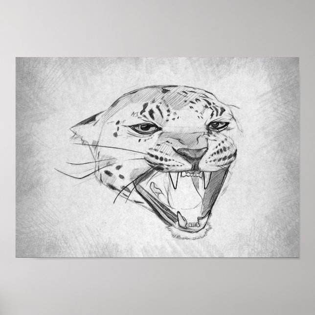 Affiche Jaguar - Dessin Graphique (Devant)