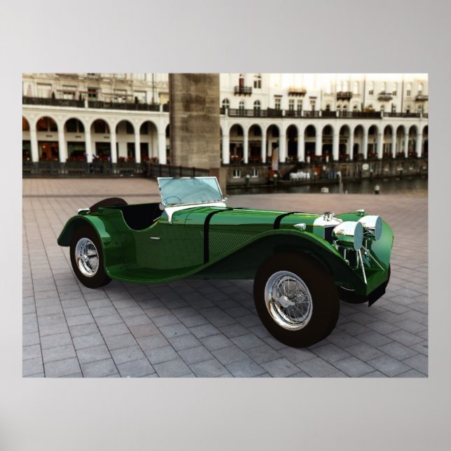 Affiche Jaguar SS 90 Roadster - GRAND (Devant)