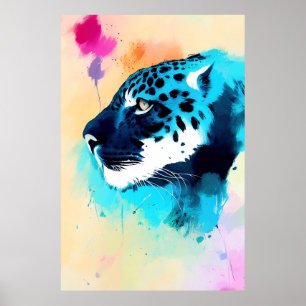 Affiche Jaguar Wild Nature Animal Color Art Peinture
