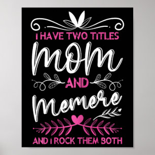 Affiche J'Ai 2 Titres Maman Et Memere Grand-Mère Fête Des