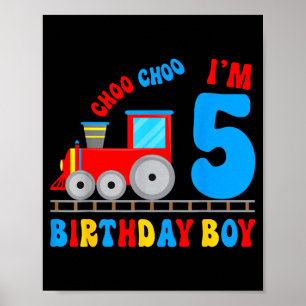 Affiche J'ai 5 ans enfant amateur de train c'est mon 5ème