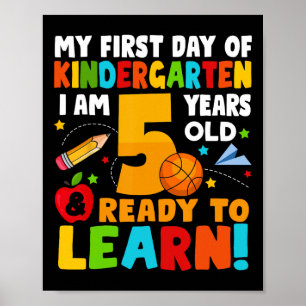 Affiche J'ai 5 ans prêt à apprendre mon premier jour d'éco