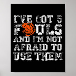 Affiche J'ai 5 Fouls Bysketbyll Cadeaux Hommes Femmes Garç
