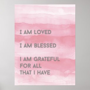 Affiche J'AI AIMÉ L'Affirmation Rose Aquarelle