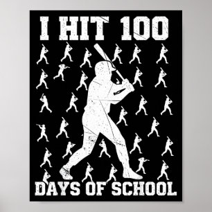 Affiche J'ai atteint les 100 jours d'école Garçon de baseb