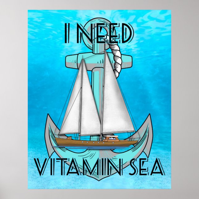 Affiche J'ai besoin d'un bateau de la mer de vitamine (Devant)