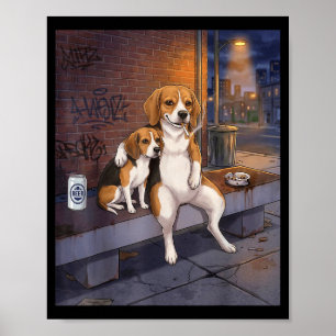 Affiche J'ai Ce Chien En Moi Drôle Beagle Buvant Bière Mem