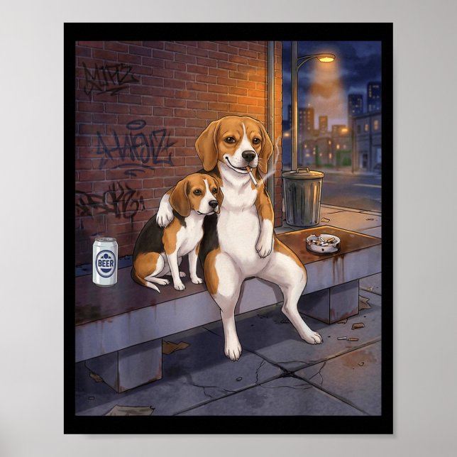 Affiche J'ai Ce Chien En Moi Drôle Beagle Buvant Bière Mem (Devant)