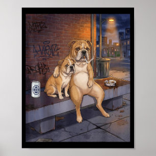 Affiche J'ai Ce Chien En Moi Drôle De Bulldog Buvant De La