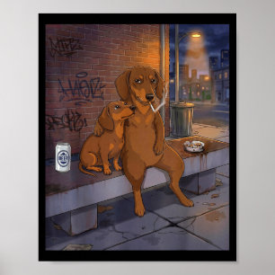 Affiche J'ai Ce Chien En Moi Drôle De Dachshund Buvant De